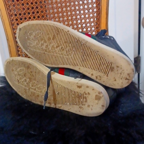 AUTHENTIC GUCCI SIGNATURE  MONOGRAM ITALIAN LEATHER HIGH TOP SNEAKERS 12 - Picture 10 of 14